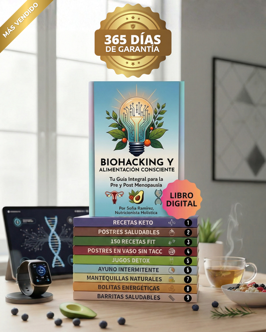 Guía de Biohacking + 800 Recetas para la Pre y Postmenopausia.